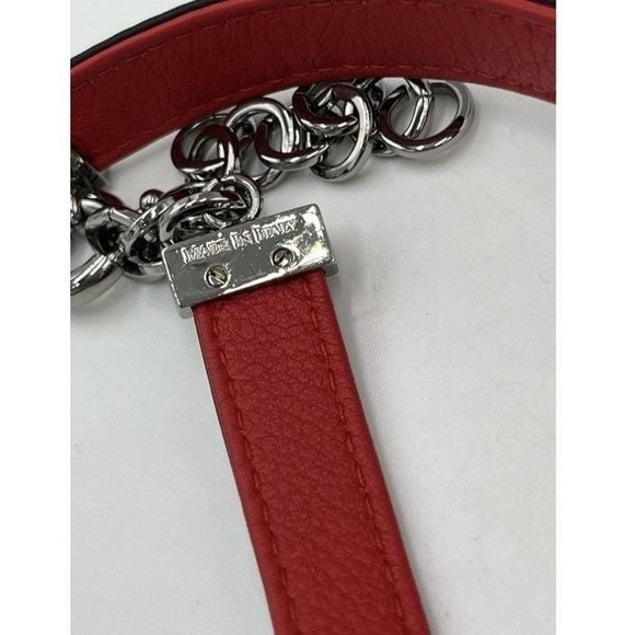 Ermanno SCERVINO French Designer‎ Black Leather Chain Caps Goth Choker Necklace - Picture 3 of 11